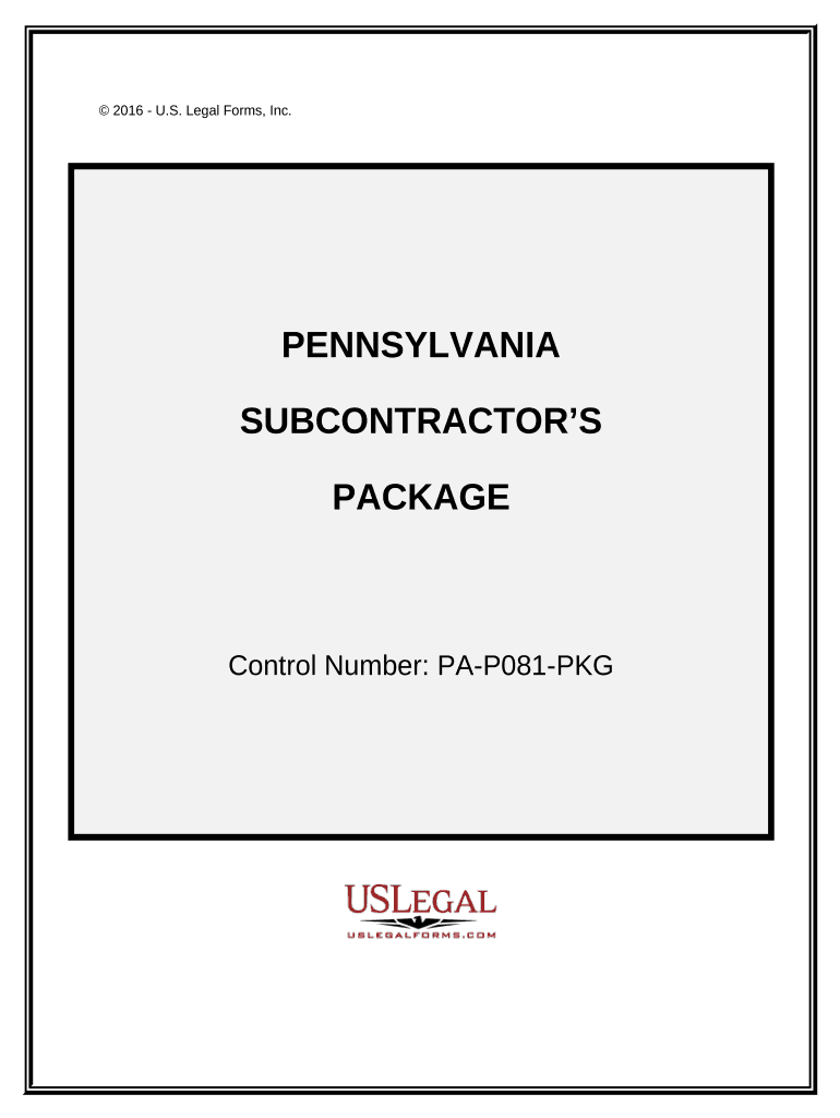 Pennsylvania Subcontractors  Form