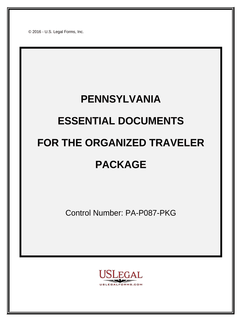 Essential Documents for the Organized Traveler Package Pennsylvania  Form