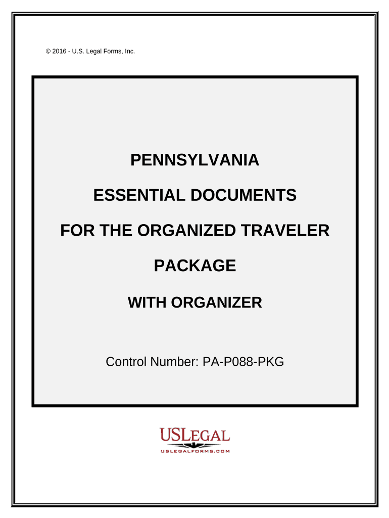Essential Documents for the Organized Traveler Package with Personal Organizer Pennsylvania  Form