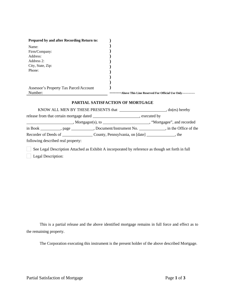 Partial Release Mortgage Form