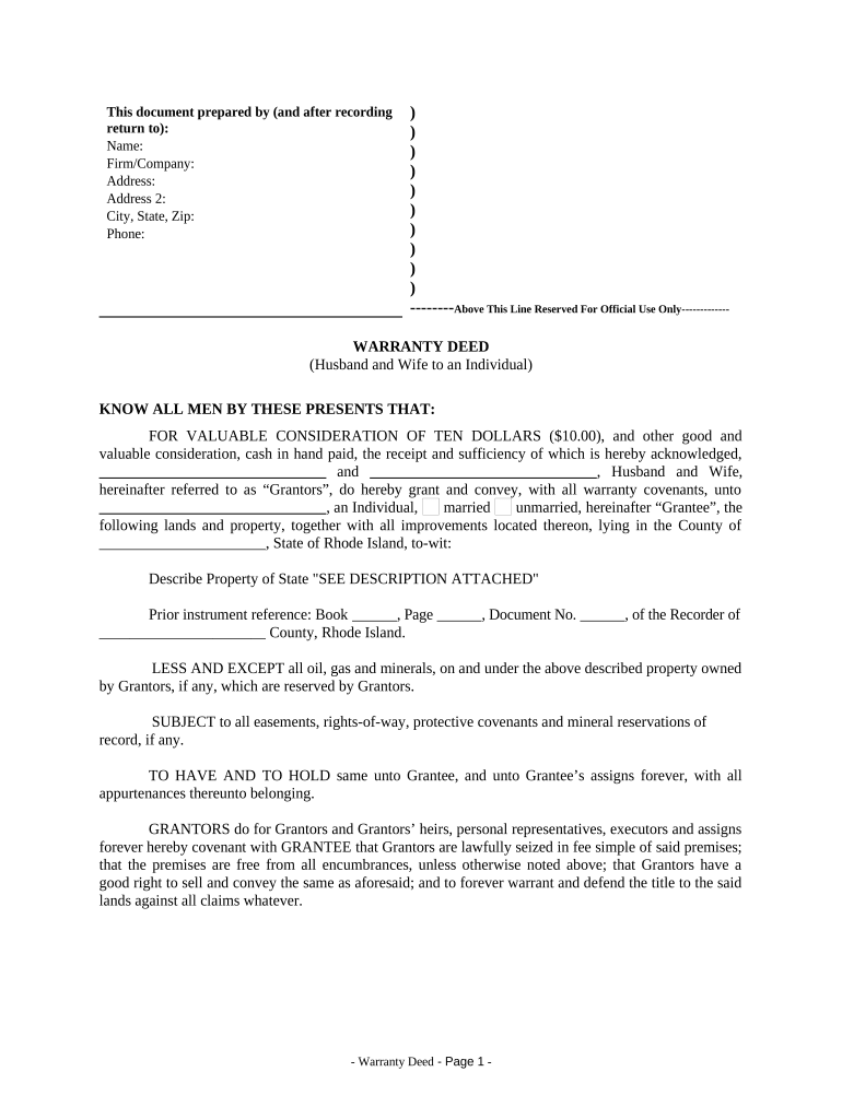 Rhode Island Deed  Form