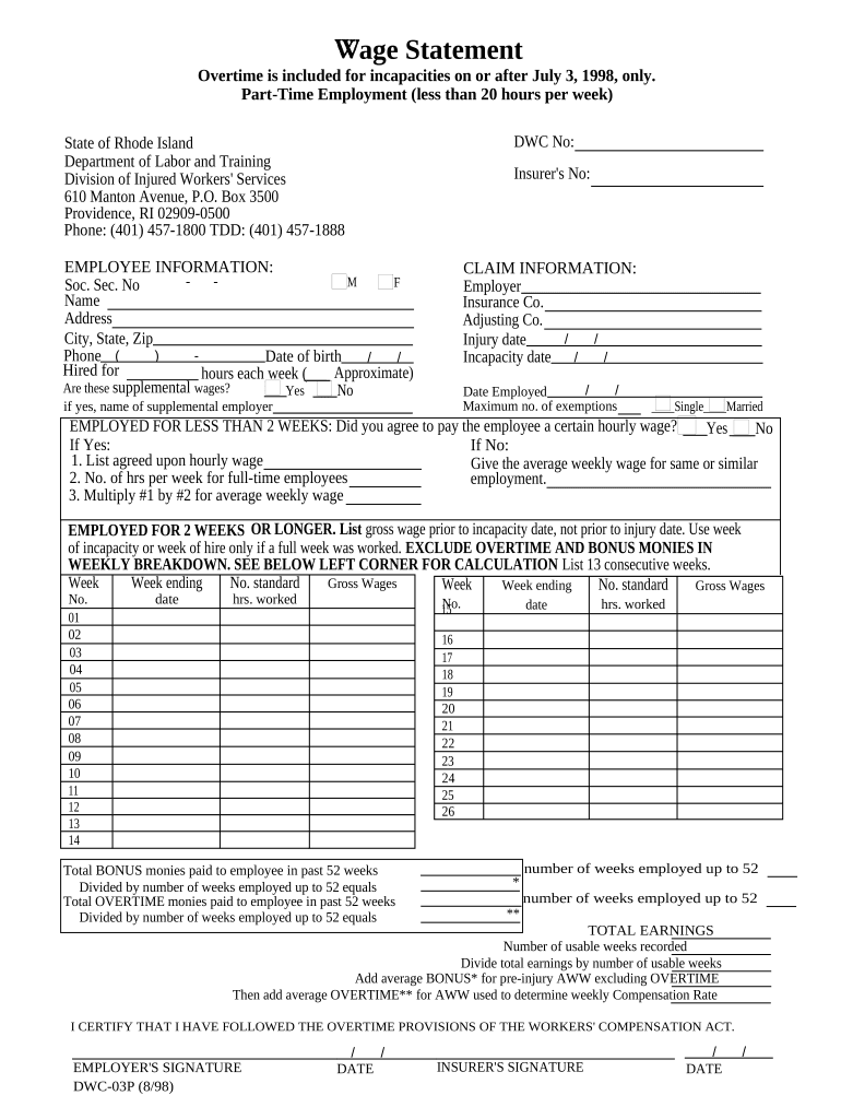 Rhode Island Wage  Form