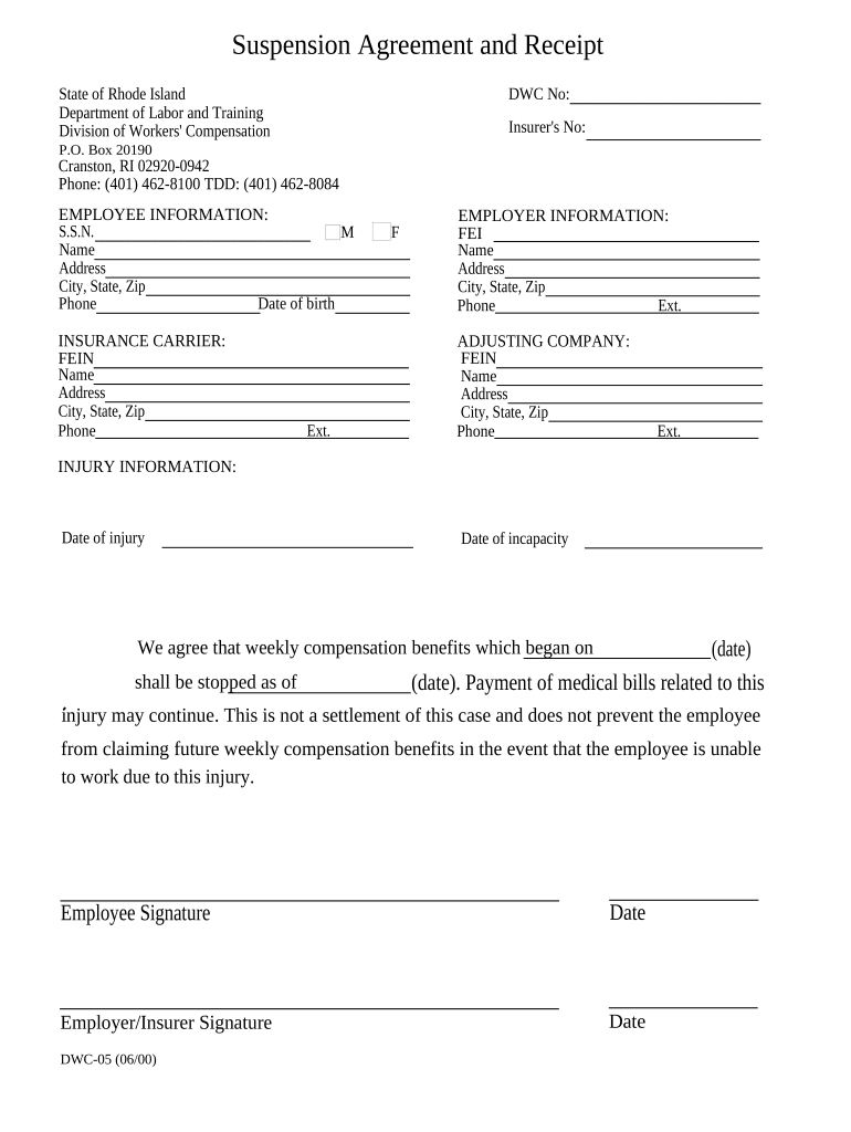 Rhode Island Agreement  Form