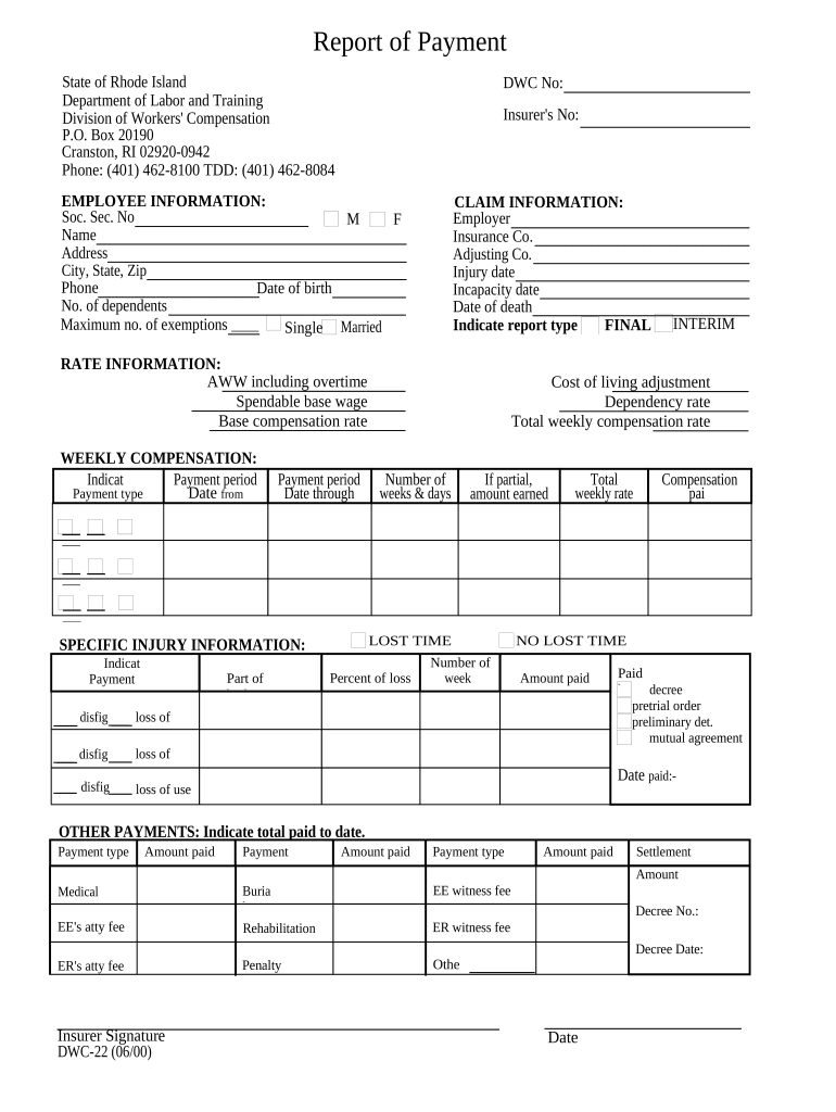 Rhode Island Compensation  Form