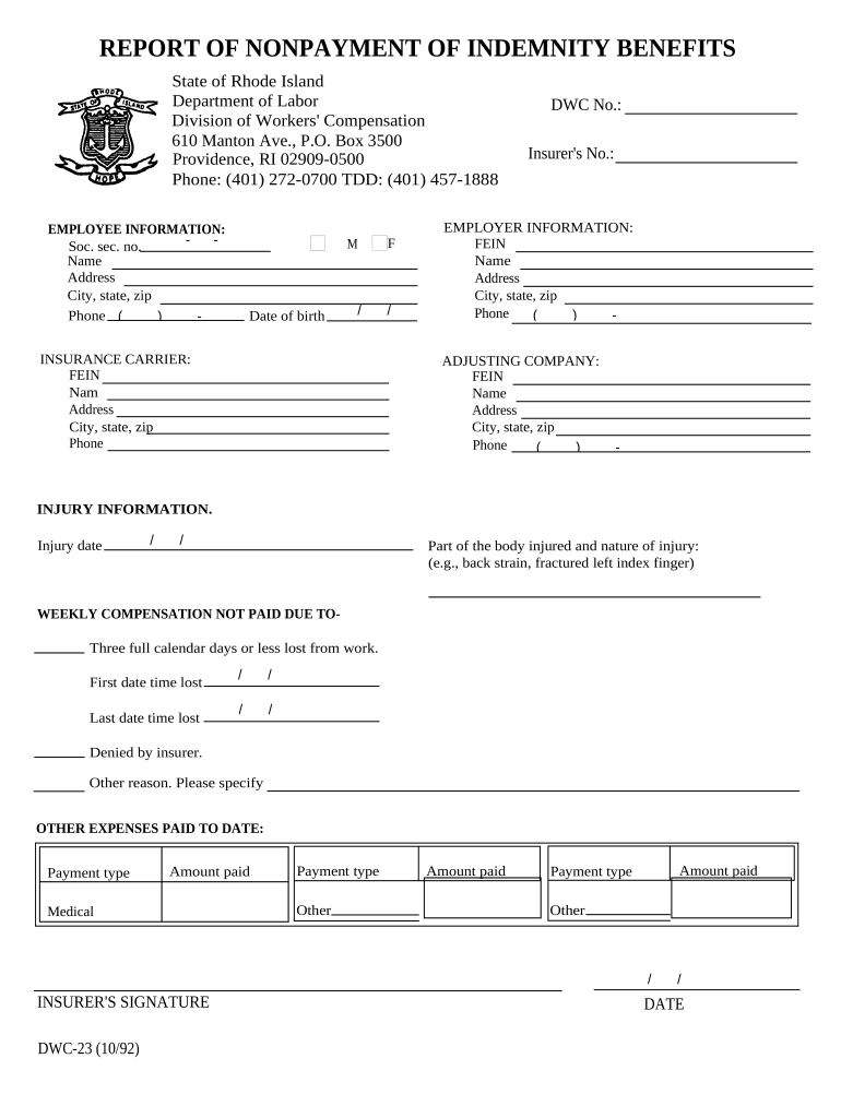 Report Nonpayment  Form