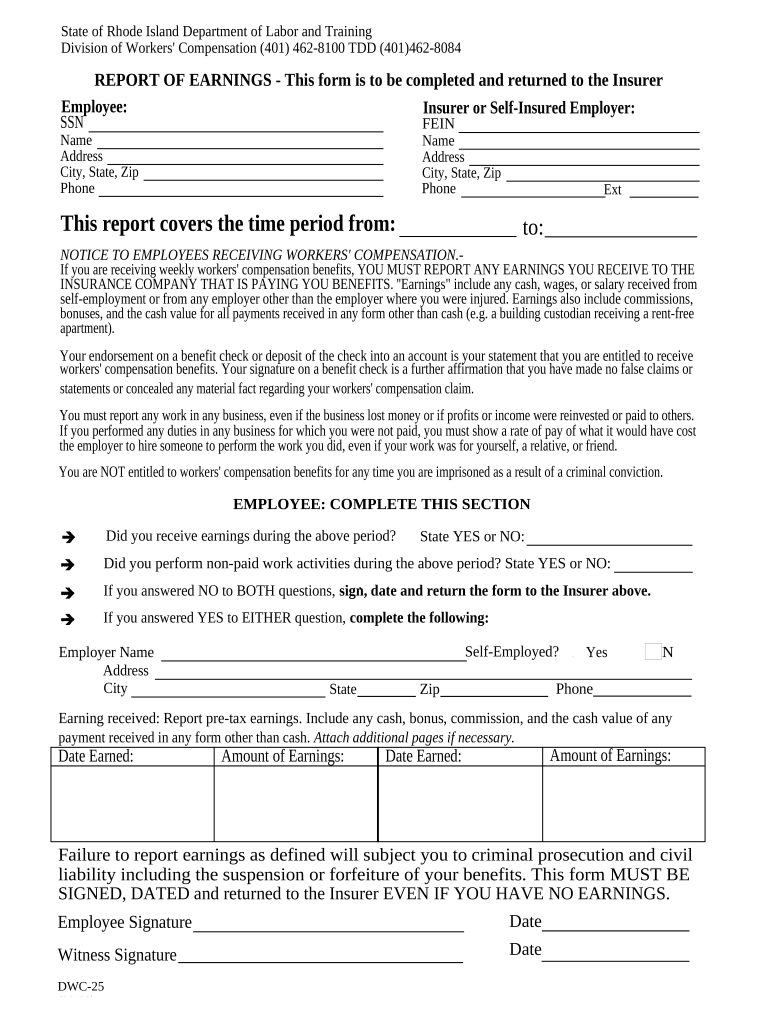 Rhode Island Compensation  Form