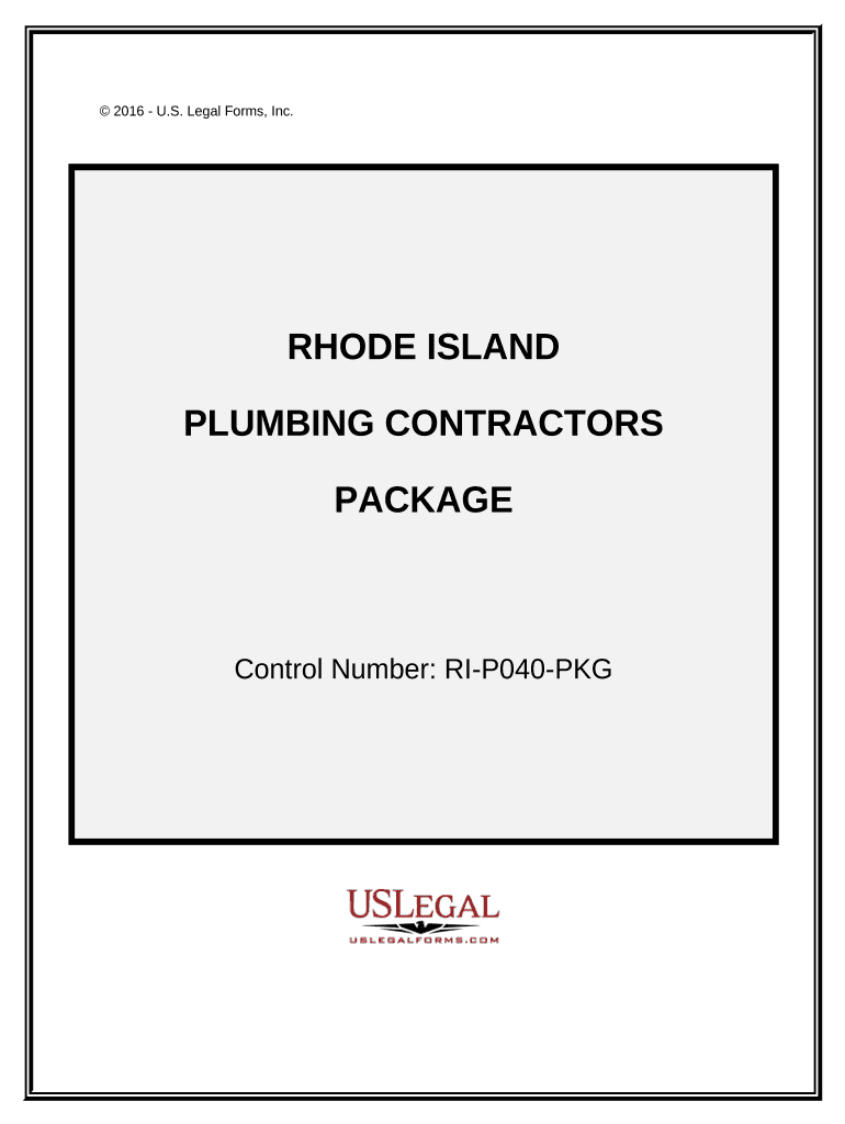 Plumbing Contractor Package Rhode Island  Form