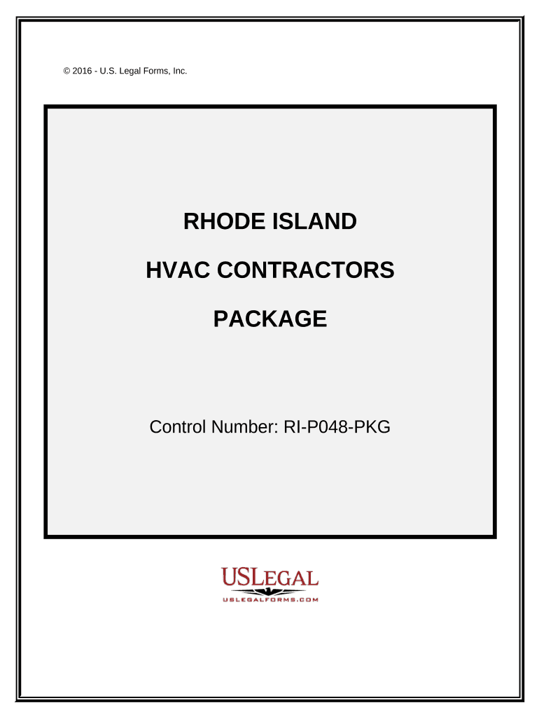 HVAC Contractor Package Rhode Island  Form