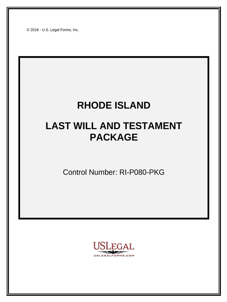 Last Will and Testament Package Rhode Island  Form