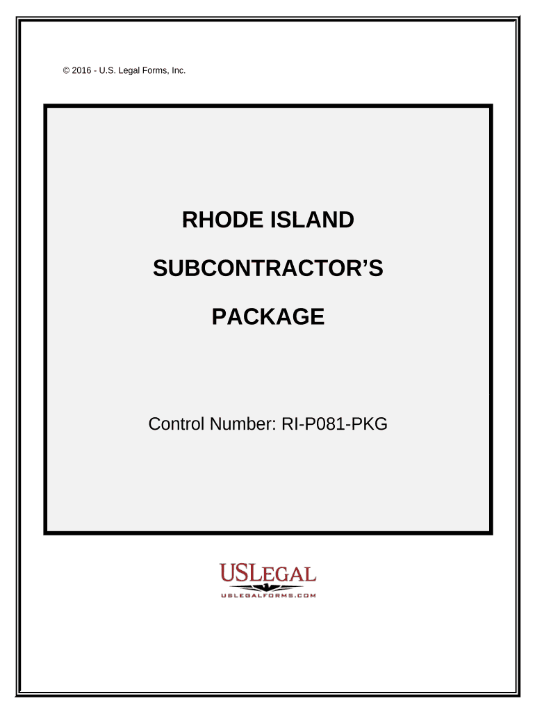 Subcontractors Package Rhode Island  Form