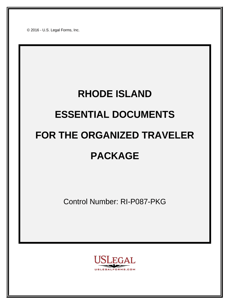 Essential Documents for the Organized Traveler Package Rhode Island  Form
