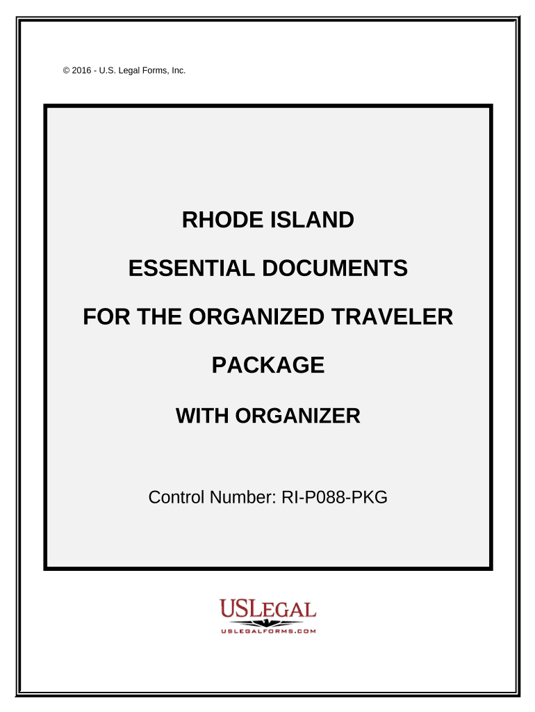 Essential Documents for the Organized Traveler Package with Personal Organizer Rhode Island  Form
