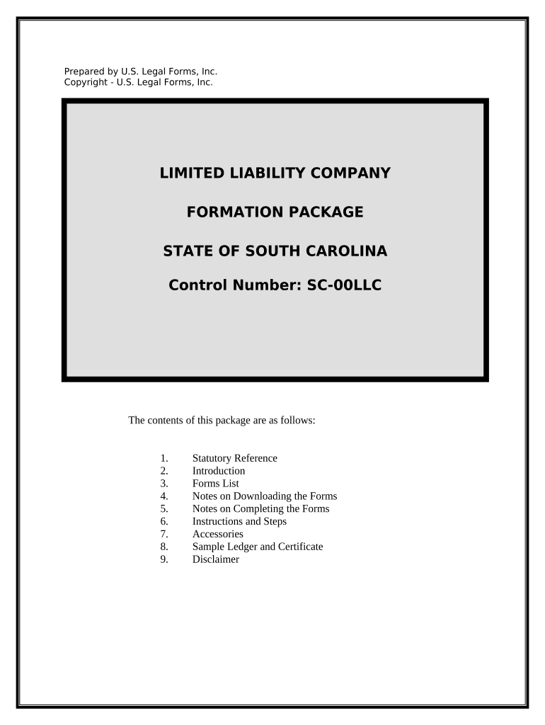 South Carolina Limited Liability Company LLC Formation Package South Carolina