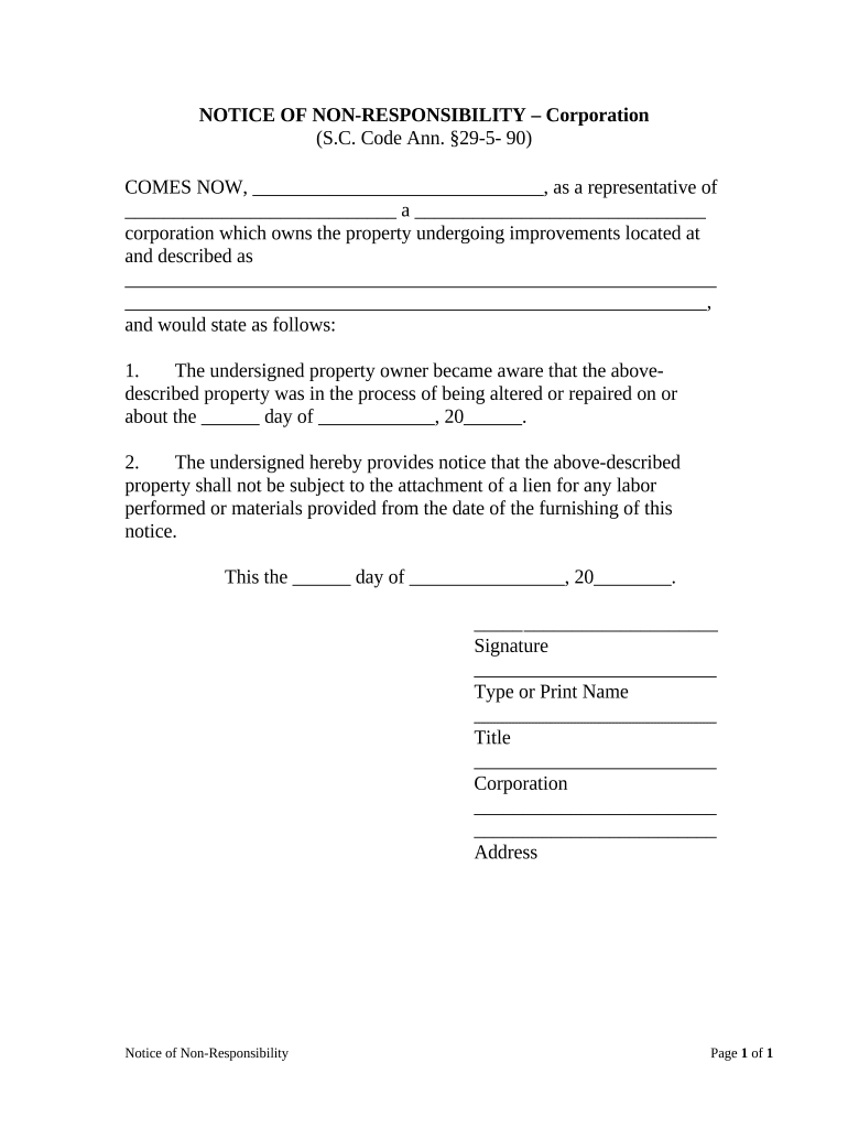 South Carolina Corporation  Form