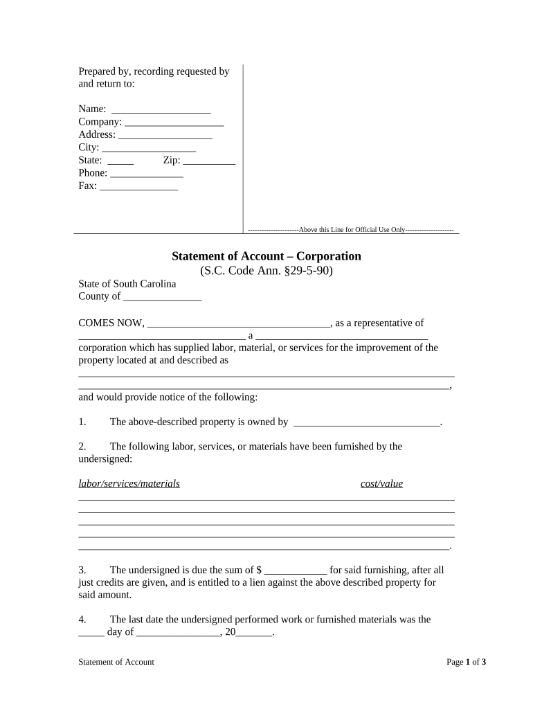 South Carolina Corporation Form