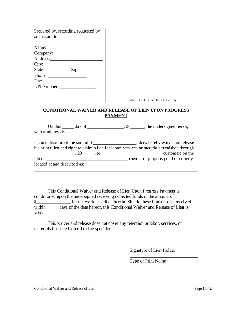 South Carolina Waiver Lien  Form