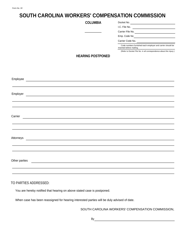 Hearing Workers Compensation  Form