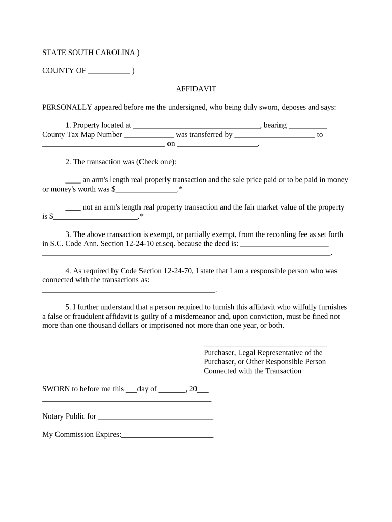 South Carolina Property Search  Form