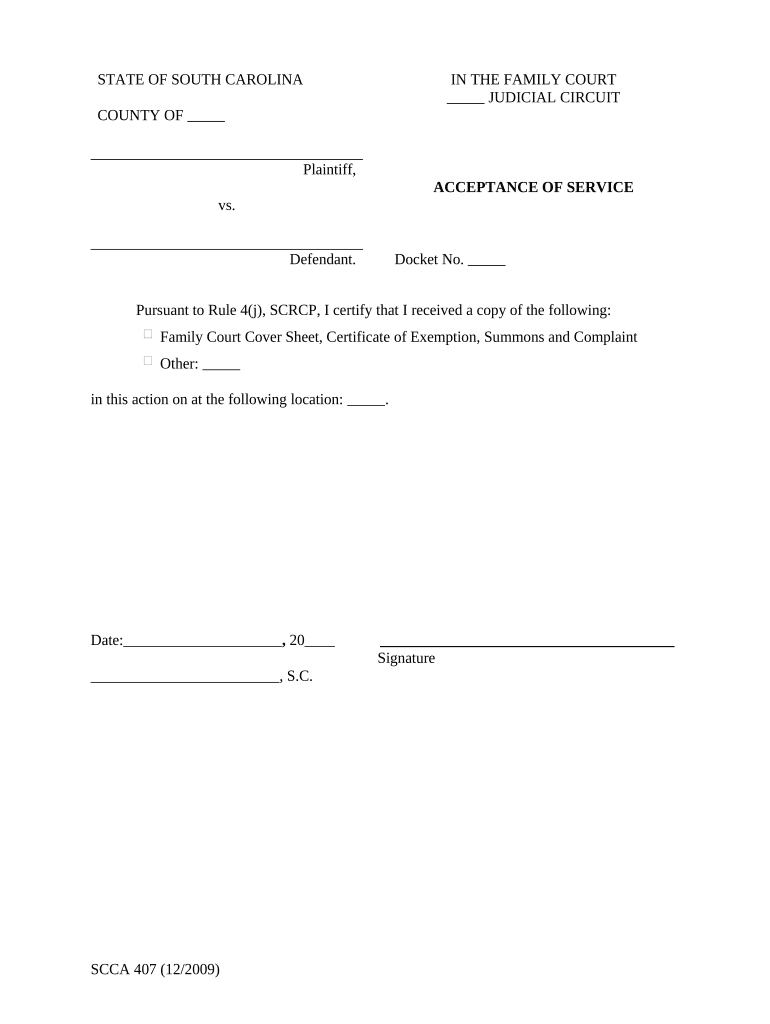 Acceptance Service Form Sc