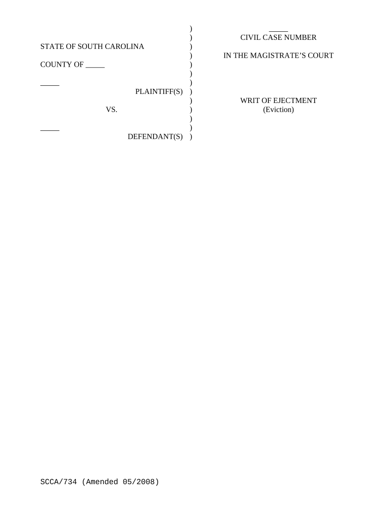 Writ Ejectment  Form