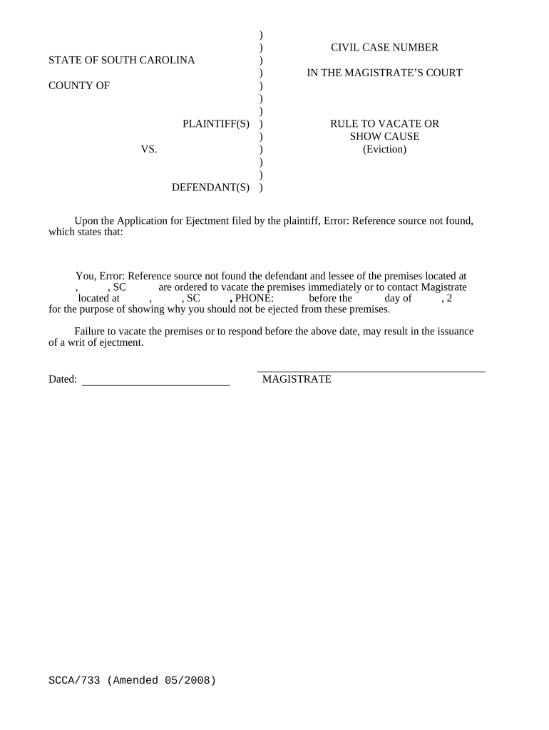 Sc Rule Vacate  Form