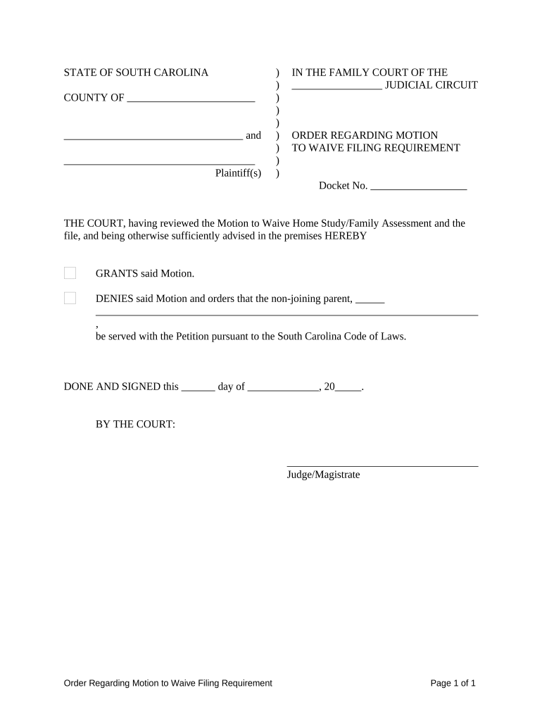 South Carolina Filing  Form