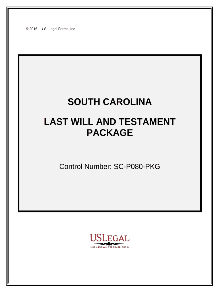 Last Will and Testament Package South Carolina  Form