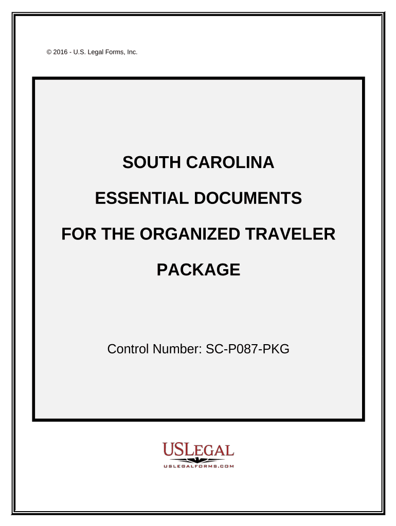 Essential Documents for the Organized Traveler Package South Carolina  Form