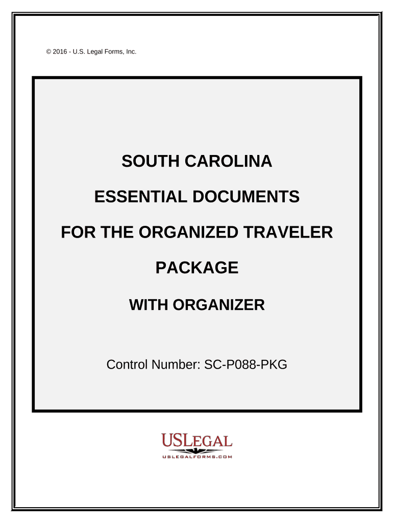 Essential Documents for the Organized Traveler Package with Personal Organizer South Carolina  Form