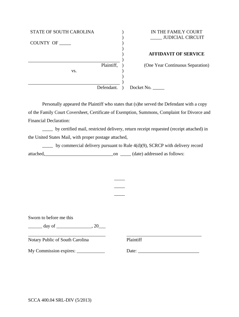 Sc Affidavit  Form