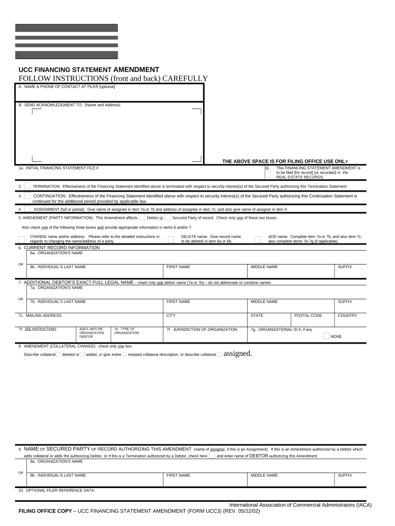 Ucc3 Financing Statement  Form