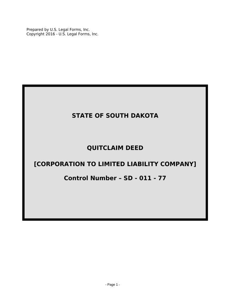 Quitclaim Deed from Corporation to LLC South Dakota  Form
