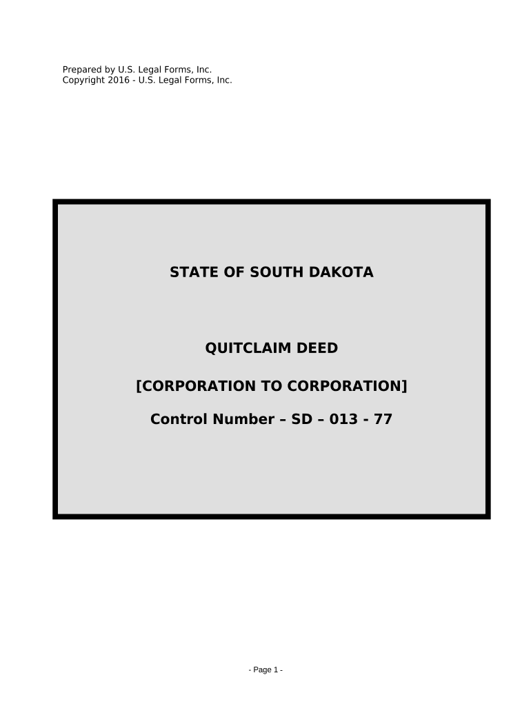 Quitclaim Deed from Corporation to Corporation South Dakota  Form