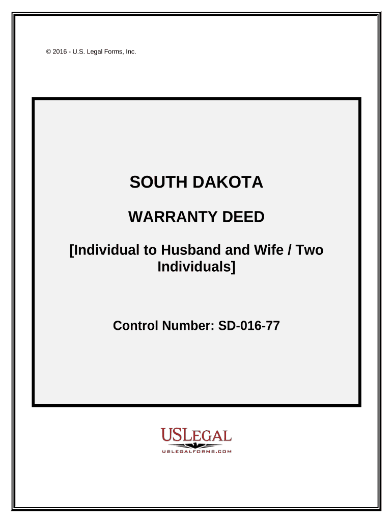 Warranty Deed from Husband to Himself and Wife South Dakota  Form
