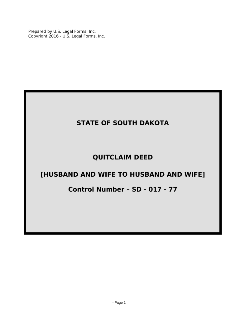 Quitclaim Deed from Husband and Wife to Husband and Wife South Dakota  Form