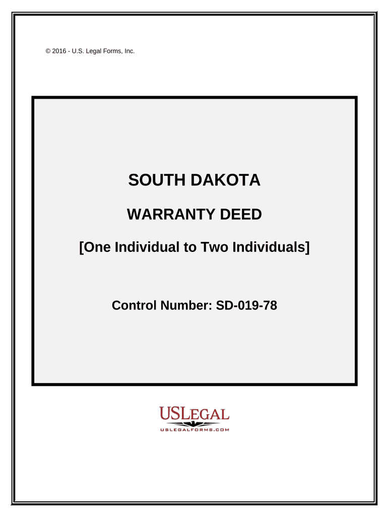 Get and Sign Warranty Deed One Individual to Two Individuals South Dakota  Form