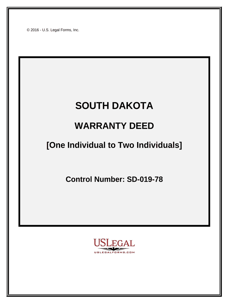 Warranty Deed One Individual to Two Individuals South Dakota  Form