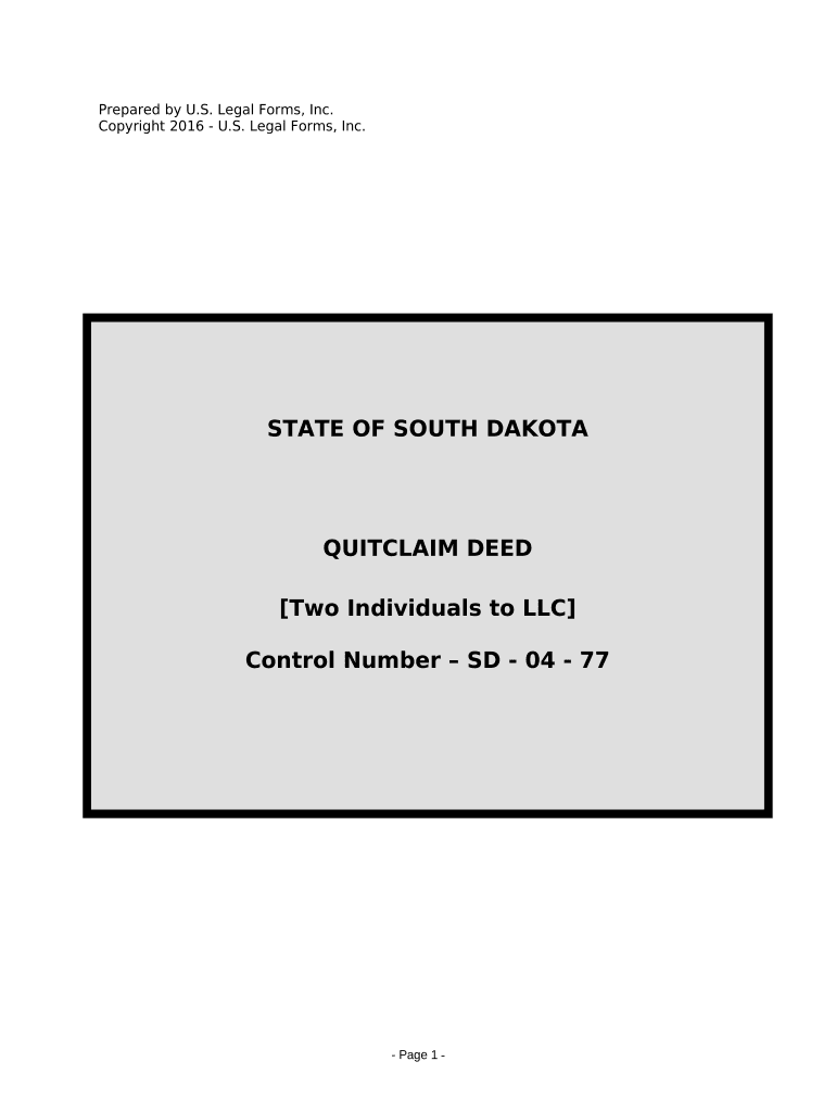 Quitclaim Deed by Two Individuals to LLC South Dakota  Form
