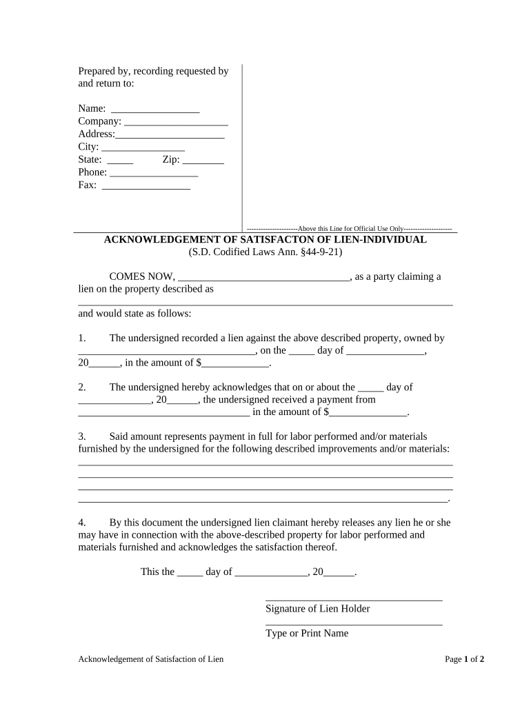 South Dakota Individual  Form