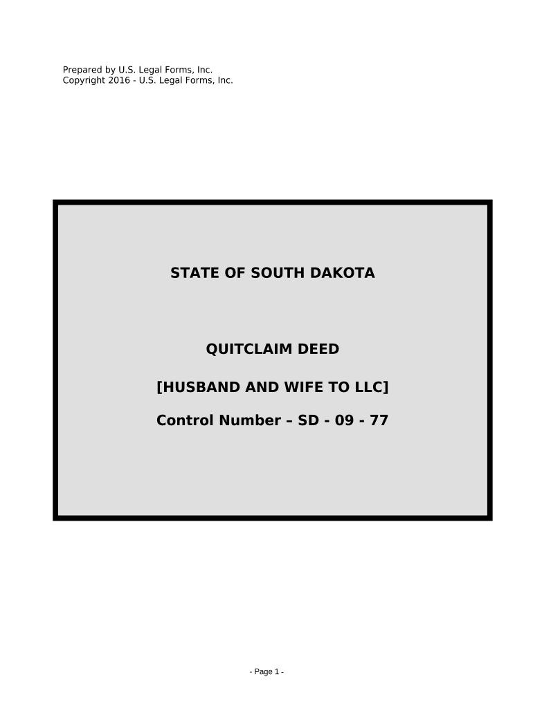 Quitclaim Deed from Husband and Wife to LLC South Dakota  Form