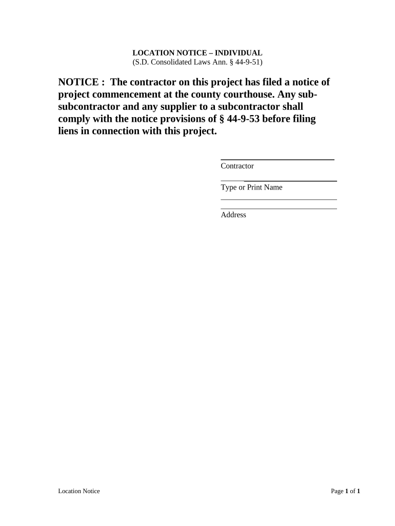 South Dakota Notice  Form