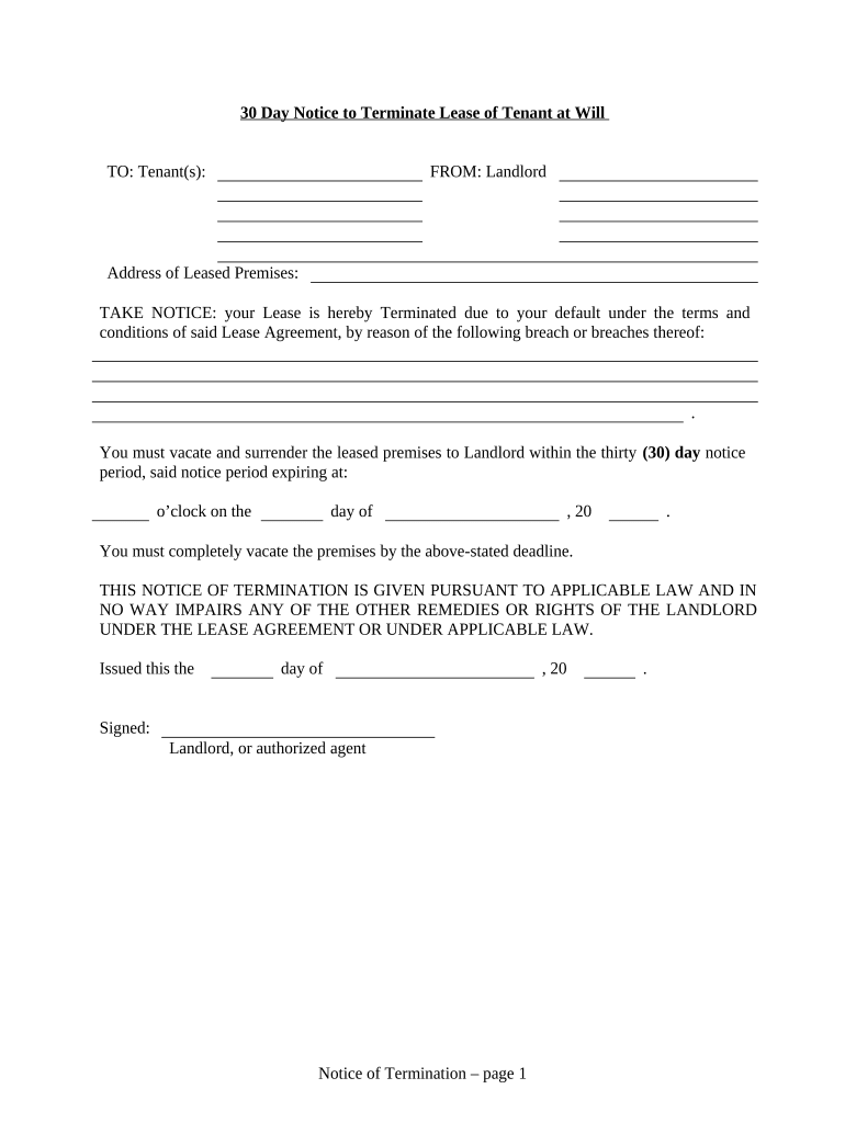 Sd 30 Day Notice  Form