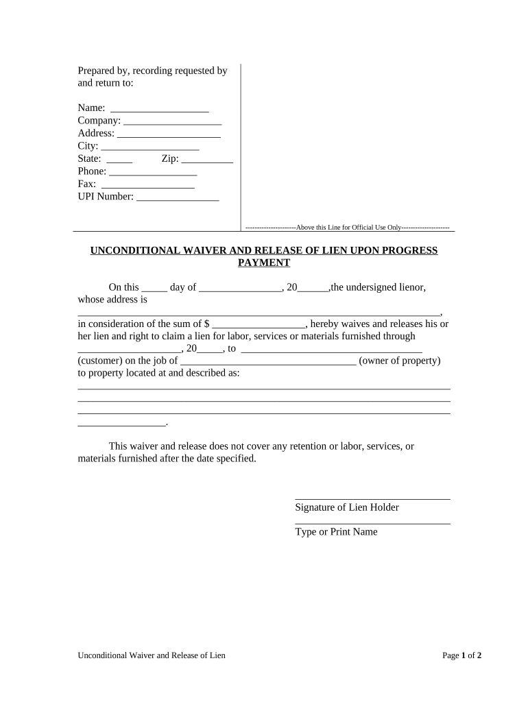 South Dakota Release Lien  Form