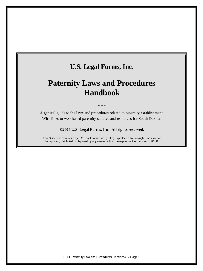 Paternity Law and Procedure Handbook South Dakota  Form