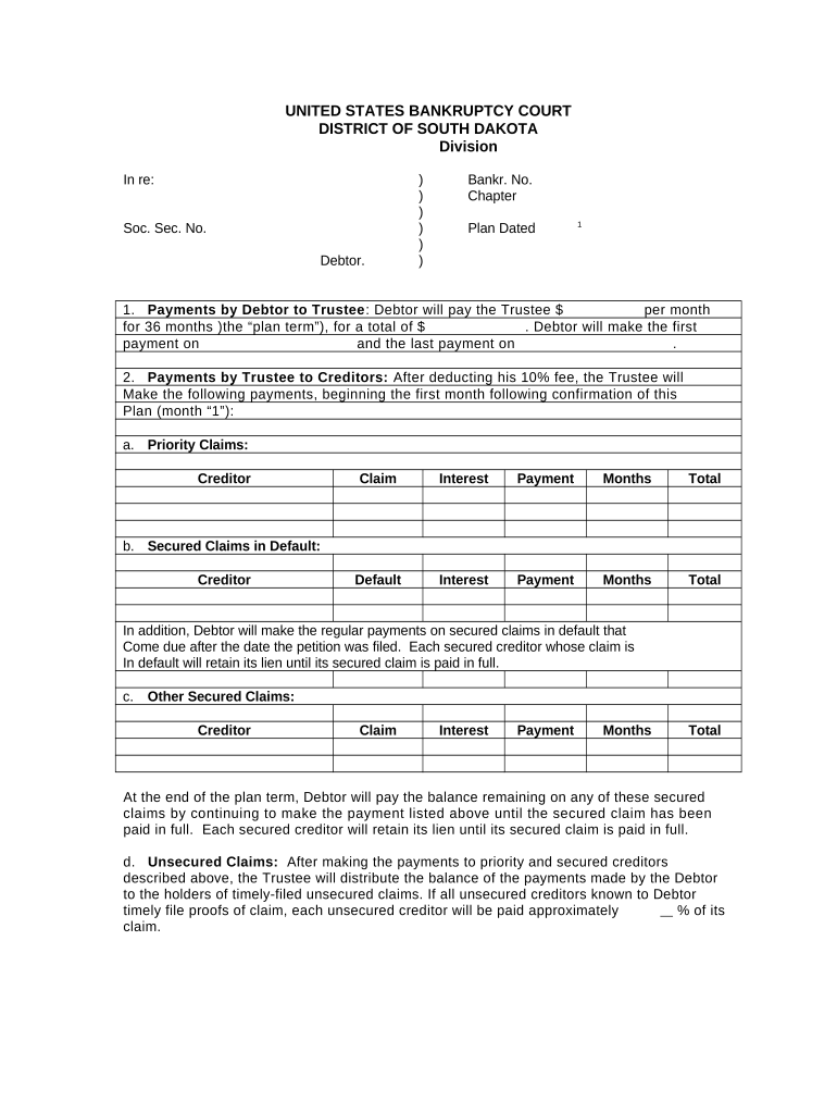 South Dakota Chapter 13  Form