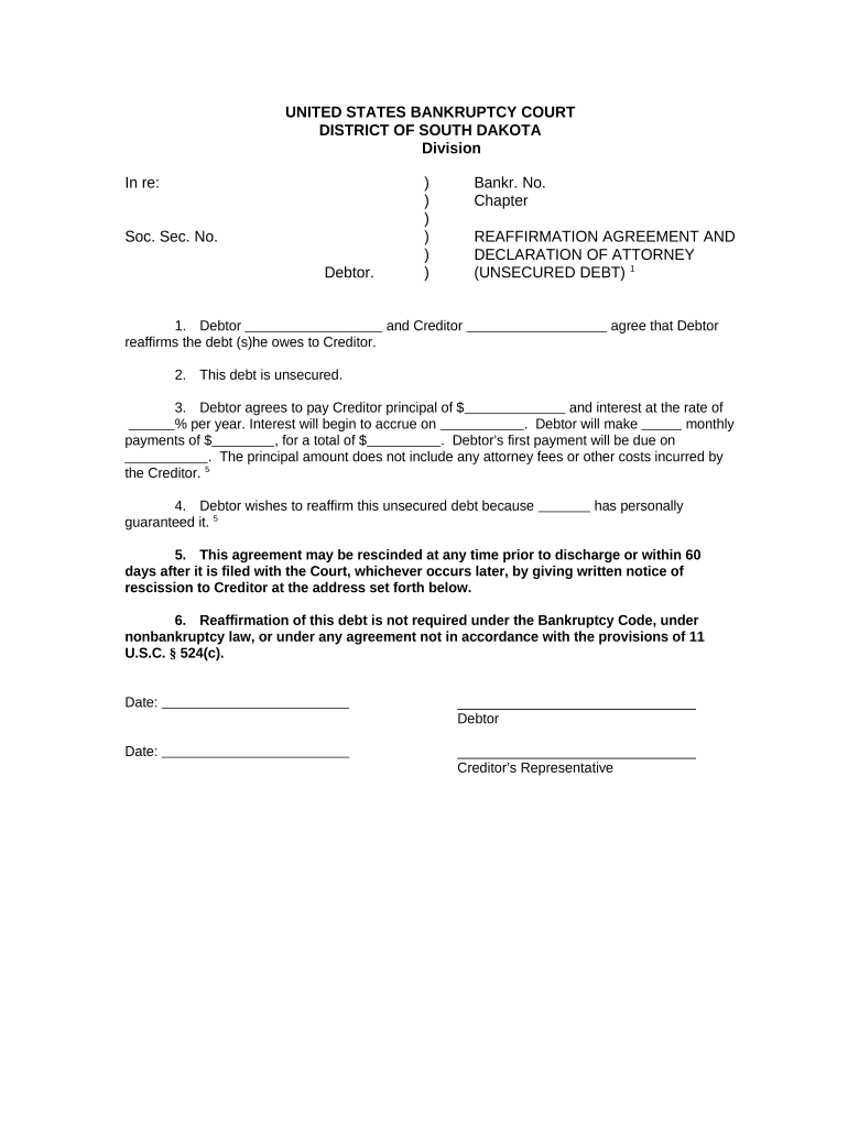 South Dakota Agreement  Form