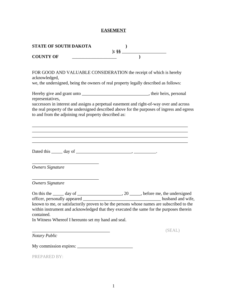 South Dakota Easement  Form