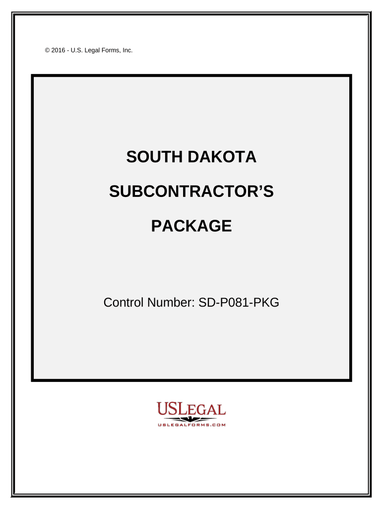 Subcontractors Package South Dakota  Form
