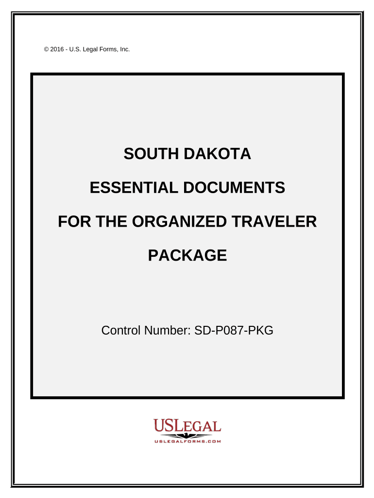 Essential Documents for the Organized Traveler Package South Dakota  Form