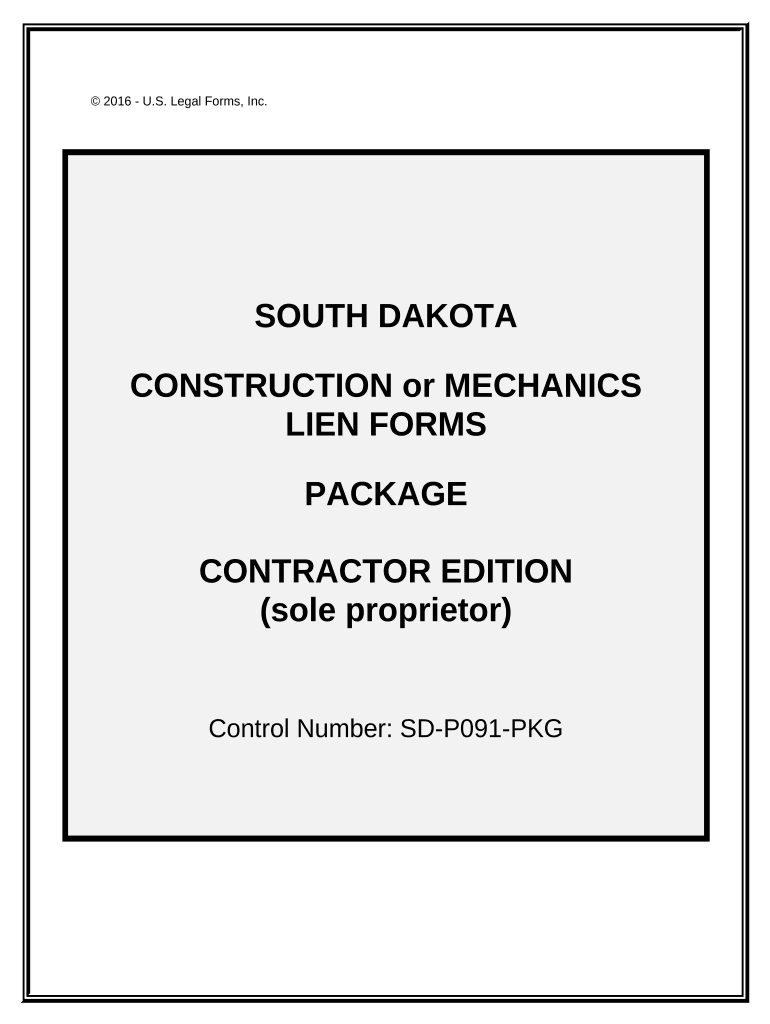 South Dakota Construction or Mechanics Lien Package Individual South Dakota  Form